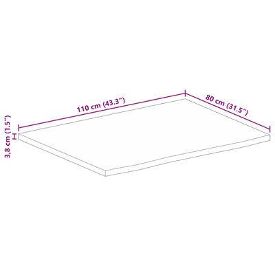 vidaXL Dessus de table 110x80x3,8cm bord vif bois massif manguier brut