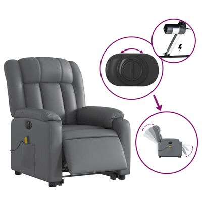 vidaXL Fauteuil inclinable de massage électrique gris similicuir