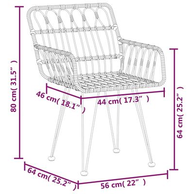 vidaXL Ensemble à manger de jardin 5 pcs Noir Résine tressée