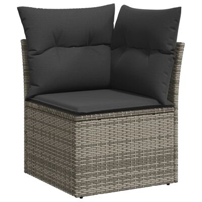 vidaXL Salon de jardin 11 pcs avec coussins gris résine tressée