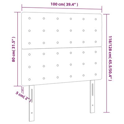 vidaXL Tête de lit à LED Gris foncé 100x5x118/128 cm Velours