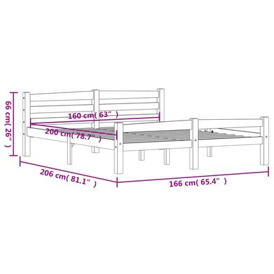 vidaXL Cadre de lit sans matelas marron miel pin massif 160x200 cm