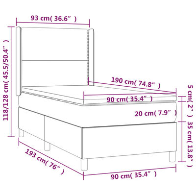 vidaXL Sommier à lattes de lit et matelas Crème 90x190 cm Tissu