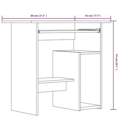 vidaXL Bureau Chêne fumé 80x45x74 cm Bois d'ingénierie