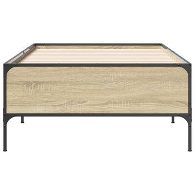 vidaXL Cadre de lit chêne sonoma 90x200 cm bois d'ingénierie et métal