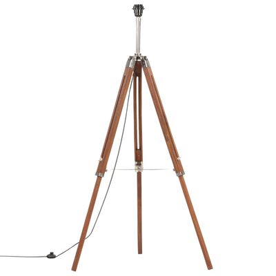 vidaXL Lampadaire à trépied Marron miel et gris Bois de teck 141 cm