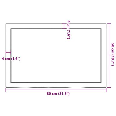 vidaXL Dessus de table 80x50x(2-6) cm bois de chêne massif non traité