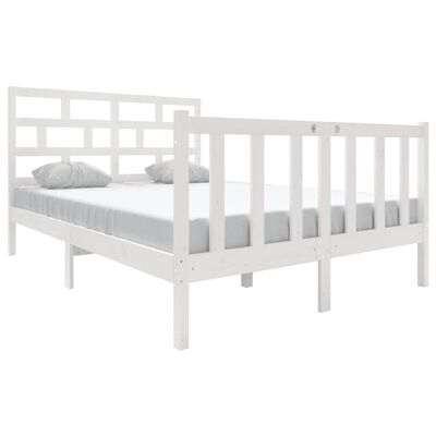 vidaXL Cadre de lit Blanc Bois de pin massif 140x190 cm