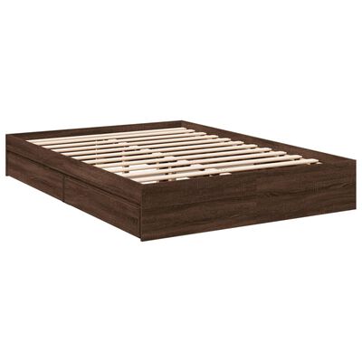 vidaXL Cadre de lit avec tiroirs sans matelas chêne marron 140x200 cm