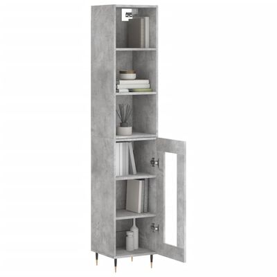 vidaXL Buffet haut Gris béton 34,5x34x180 cm Bois d'ingénierie