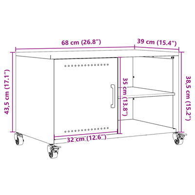 vidaXL Meuble TV vert olive 68x39x43,5 cm acier