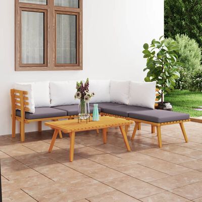 vidaXL Salon de jardin 6 pcs avec coussins Bois d'acacia solide