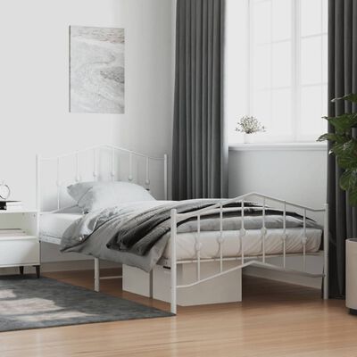 vidaXL Cadre de lit métal sans matelas et pied de lit blanc 100x200 cm