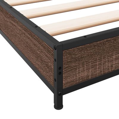 vidaXL Cadre de lit chêne marron 140x200 cm bois d'ingénierie et métal