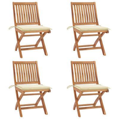 vidaXL Chaises pliables de jardin avec coussins lot de 4 Teck solide