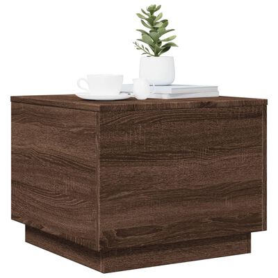 vidaXL Table basse avec lumières LED chêne marron 50x50x40 cm