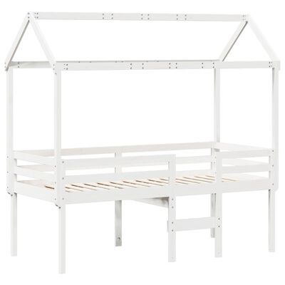 vidaXL Lit haut avec toit blanc 75x190 cm bois de pin massif