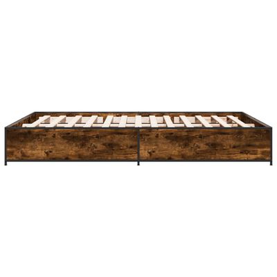 vidaXL Cadre de lit chêne fumé 120x190 cm bois d'ingénierie et métal