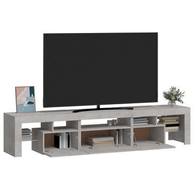 vidaXL Meuble TV avec lumières LED Gris béton 200x36,5x40 cm