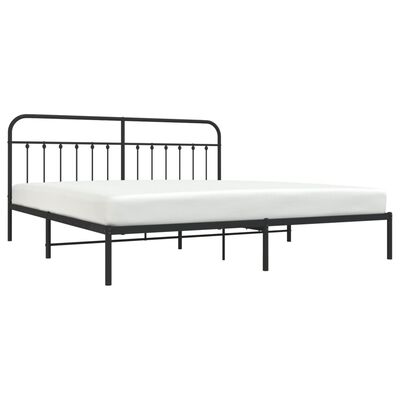 vidaXL Cadre de lit métal sans matelas avec tête de lit noir 193x203cm