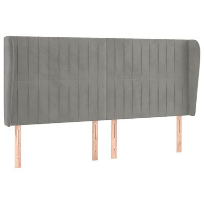 vidaXL Tête de lit avec oreilles Gris clair 203x23x118/128 cm Velours