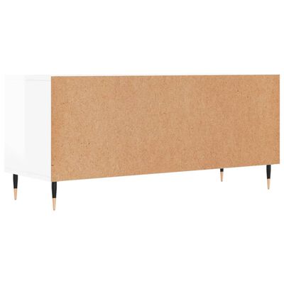 vidaXL Meuble TV blanc brillant 100x34,5x44,5 cm bois d'ingénierie