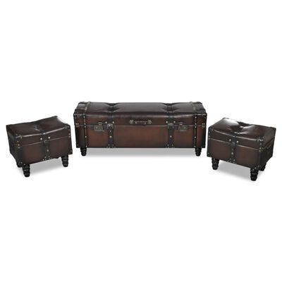 vidaXL Ensemble de bancs de rangement 3 pcs Marron