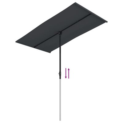 vidaXL Parasol de jardin avec mât en aluminium 180x110 cm Noir