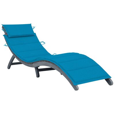 vidaXL Chaise longue avec coussin Gris Bois d'acacia solide