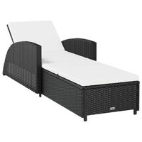 vidaXL Chaise longue avec coussin blanc crème Résine tressée Noir