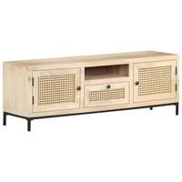 vidaXL Meuble TV 120x30x40 cm Bois de manguier et canne naturelle