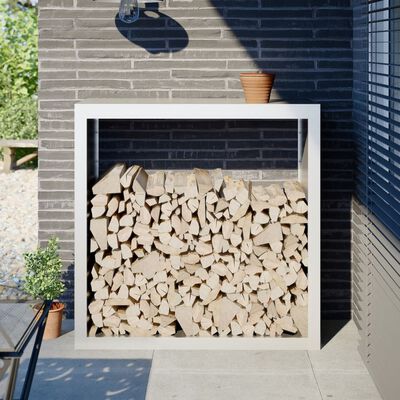 vidaXL Portant de bois de chauffage blanc 100x40x100 cm acier