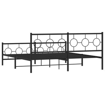 vidaXL Cadre de lit métal sans matelas avec pied de lit noir 180x200cm