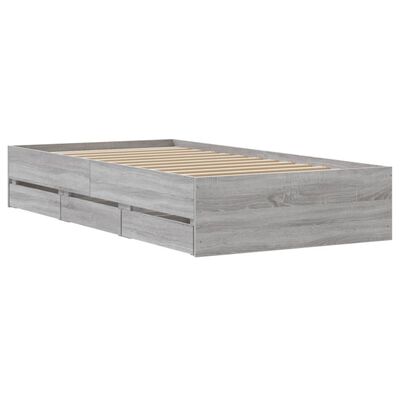 vidaXL Cadre de lit et tiroirs sonoma gris 90x190 cm bois d'ingénierie