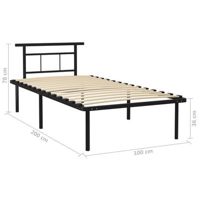 vidaXL Cadre de lit sans matelas noir métal 100x200 cm