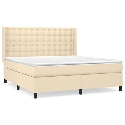 vidaXL Sommier à lattes de lit avec matelas Crème 160x200 cm Tissu