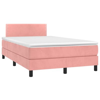 vidaXL Sommier à lattes de lit avec matelas rose 120x190 cm velours