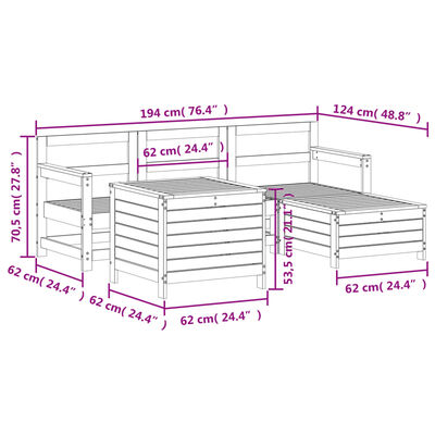 vidaXL Salon de jardin 5 pcs bois de pin imprégné