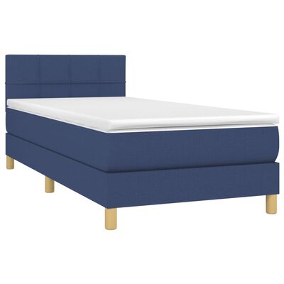 vidaXL Sommier à lattes de lit avec matelas et LED Bleu 90x190cm Tissu