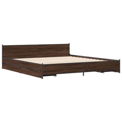 vidaXL Cadre de lit avec tiroirs sans matelas chêne marron 180x200 cm