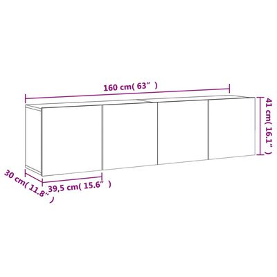 vidaXL Meubles TV muraux 2 pcs chêne fumé 80x30x41 cm