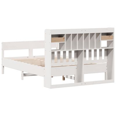 vidaXL Lit bibliothèque sans matelas blanc 120x190 cm bois pin massif