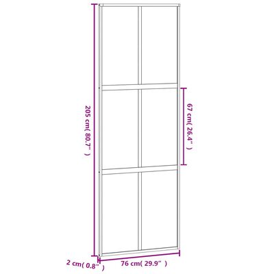 vidaXL Porte coulissante noir 76x205 cm verre trempé aluminium