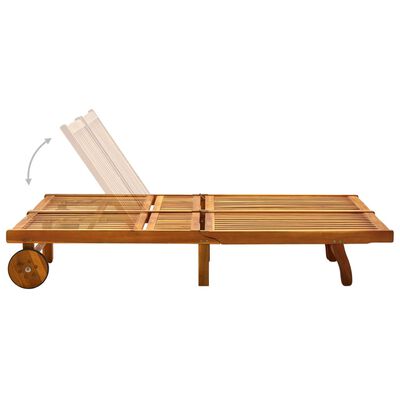 vidaXL Chaise longue de jardin 2 places avec coussins Acacia solide