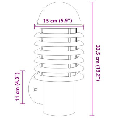 vidaXL Applique murale d'extérieur argenté acier inoxydable