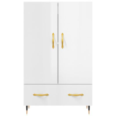 vidaXL Buffet haut blanc brillant 69,5x31x115 cm bois d'ingénierie