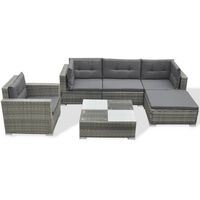 vidaXL Salon de jardin 6 pcs avec coussins résine tressée gris