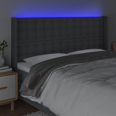 vidaXL Tête de lit à LED Gris foncé 183x16x118/128 cm Tissu