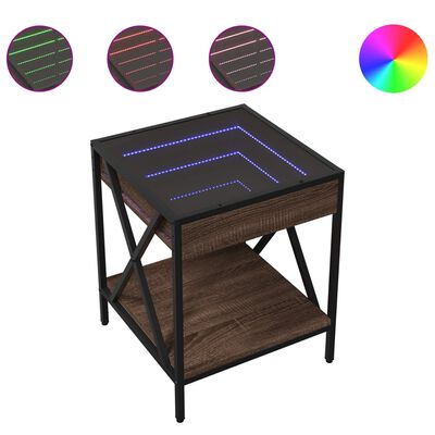 vidaXL Table basse avec LED Infinity chêne marron 40x40x49 cm