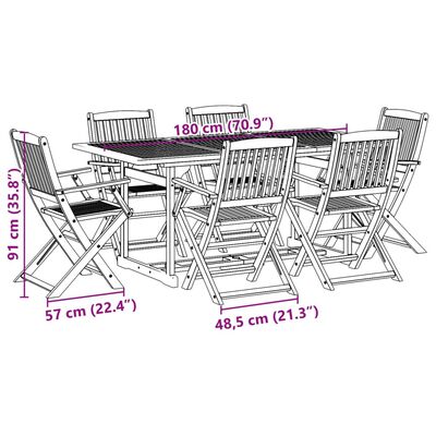 vidaXL Ensemble à manger de jardin 7 pcs bois massif d'acacia